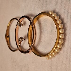 3 Kate Spade Gold-Tone Bangle Bracelets